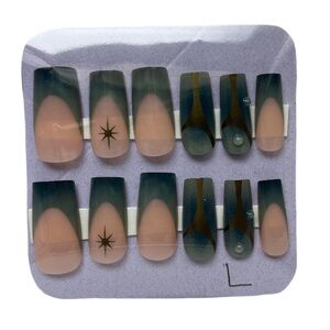 Gradient Press-On Nails with Star Design Large